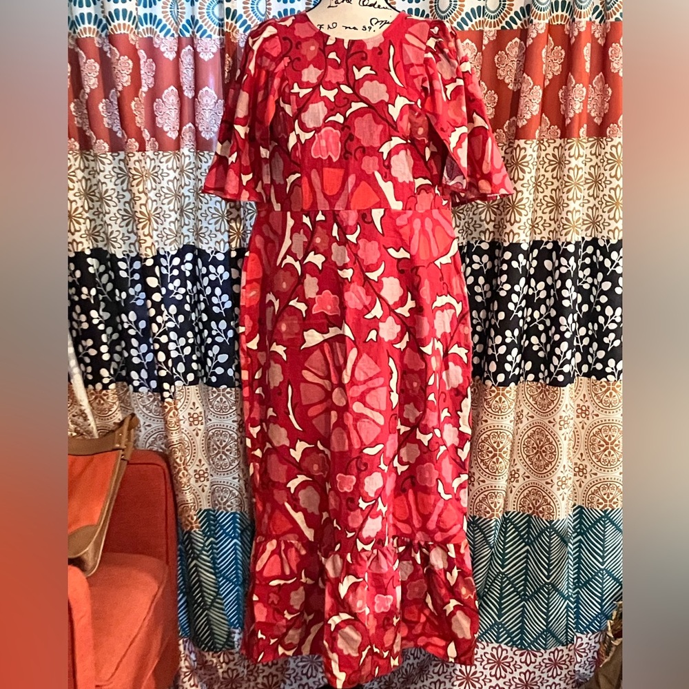 Rhode for Target red floral print linen maxi dress